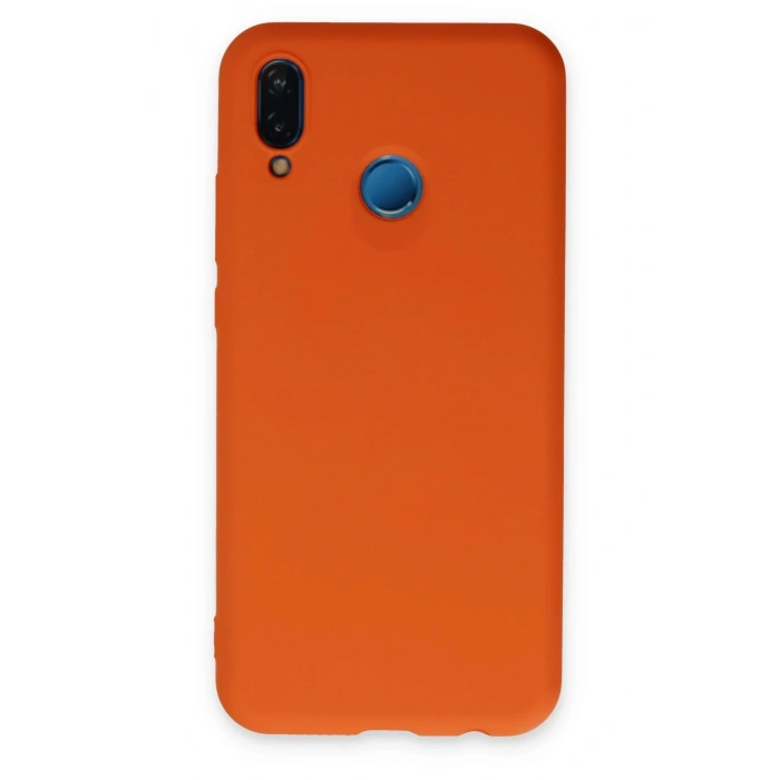 Mey İthalat®  Huawei P20 Lite Kılıf Nano içi Kadife Silikon - Turuncu