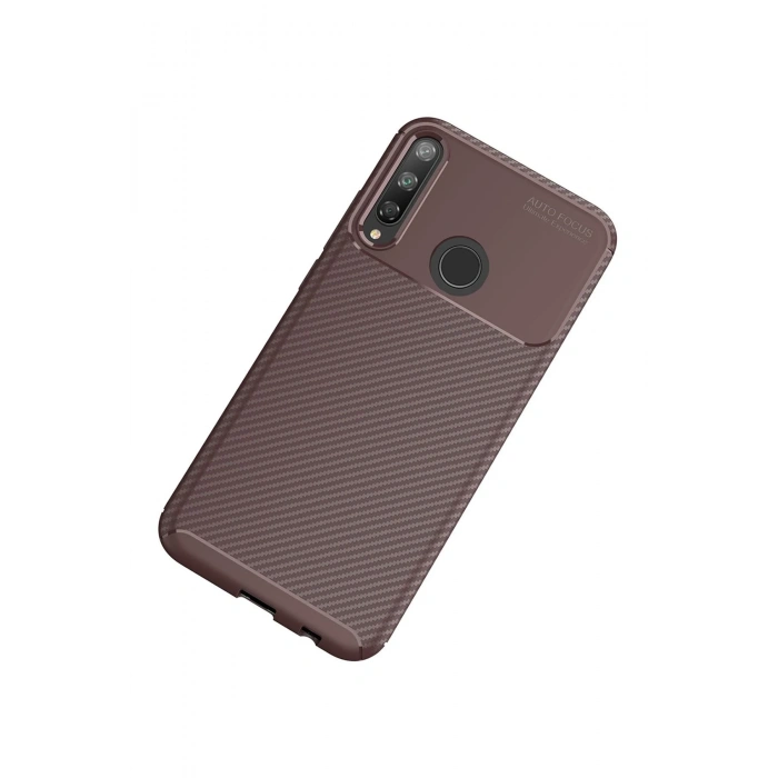 Mey İthalat®  Huawei P40 Lite E Kılıf Auto Focus Karbon Kapak - Kahverengi