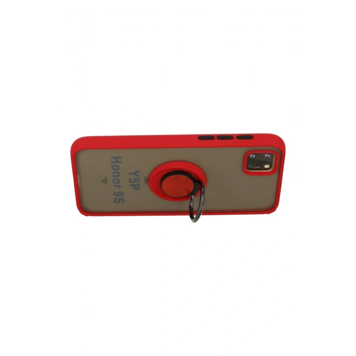 Mey İthalat®  Huawei Y5P Kılıf Montreal Yüzüklü Silikon Kapak - Kırmızı