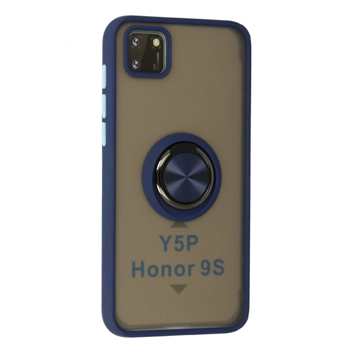 Mey İthalat®  Huawei Y5P Kılıf Montreal Yüzüklü Silikon Kapak - Lacivert