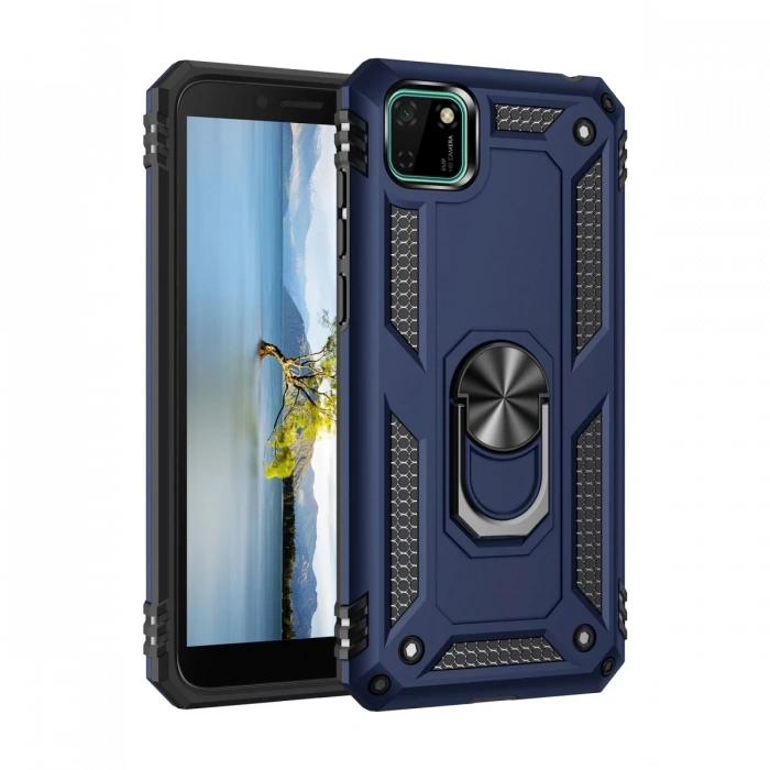 Mey İthalat®  Huawei Y5P Kılıf Sofya Yüzüklü Silikon Kapak - Lacivert
