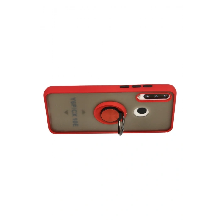 Mey İthalat®  Huawei Y6P Kılıf Montreal Yüzüklü Silikon Kapak - Kırmızı