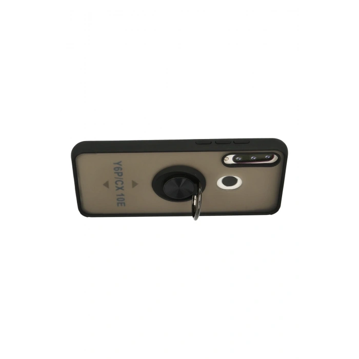 Mey İthalat®  Huawei Y6P Kılıf Montreal Yüzüklü Silikon Kapak - Siyah
