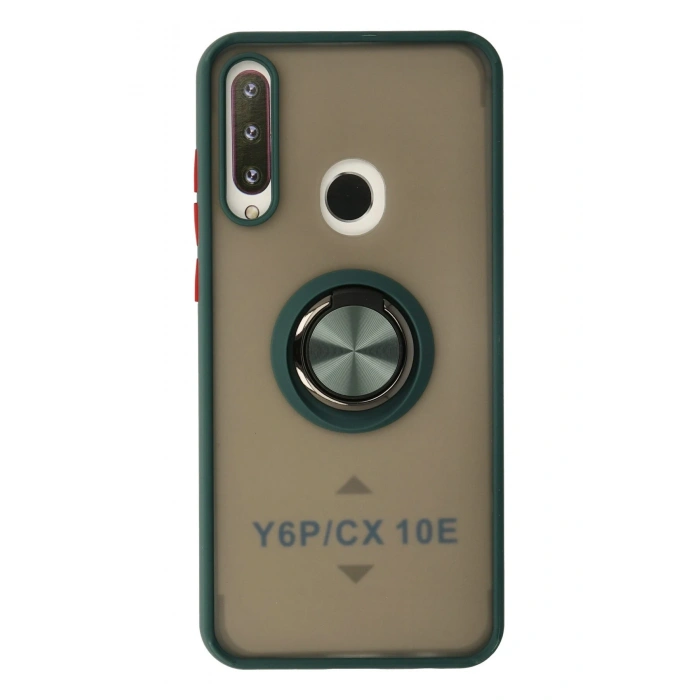 Mey İthalat®  Huawei Y6P Kılıf Montreal Yüzüklü Silikon Kapak - Yeşil