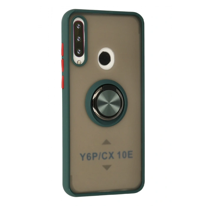 Mey İthalat®  Huawei Y6P Kılıf Montreal Yüzüklü Silikon Kapak - Yeşil