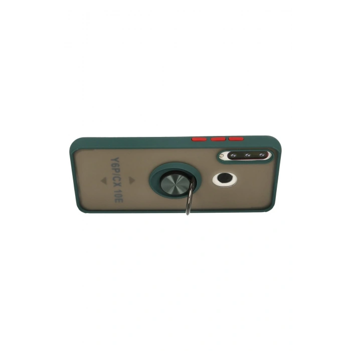 Mey İthalat®  Huawei Y6P Kılıf Montreal Yüzüklü Silikon Kapak - Yeşil