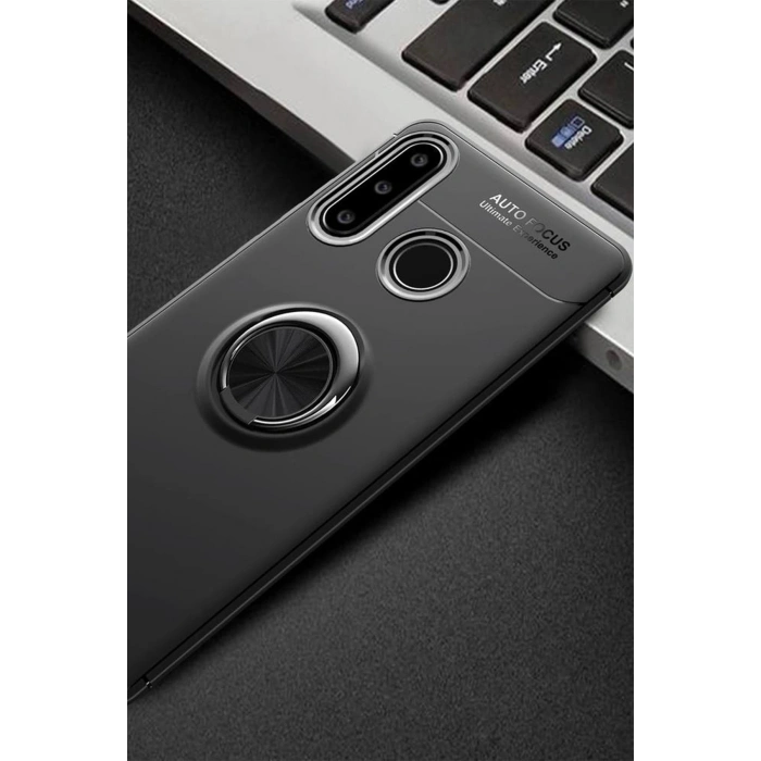 Mey İthalat®  Huawei Y6P Kılıf Range Yüzüklü Silikon - Siyah
