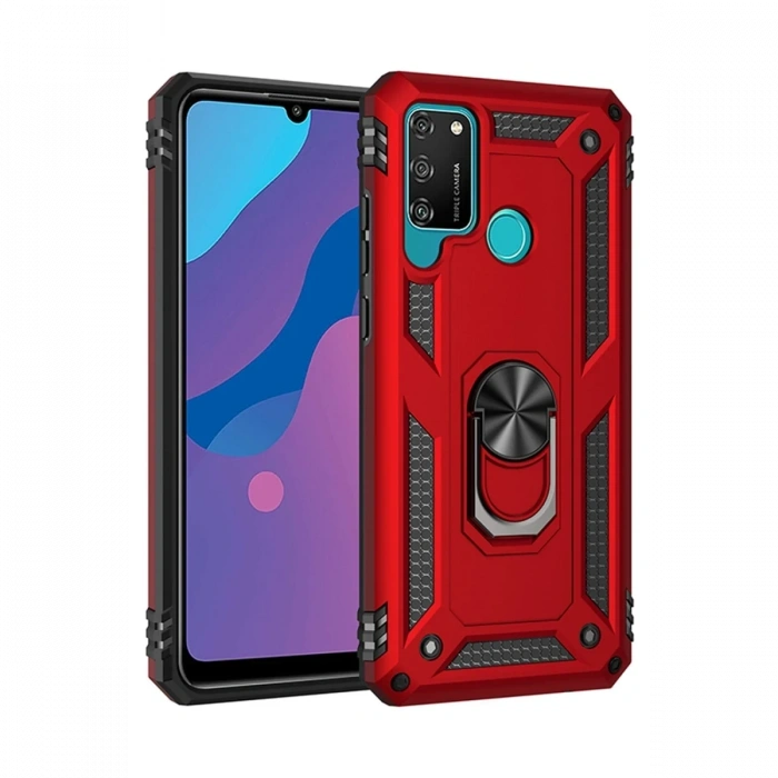 Mey İthalat®  Huawei Y6P Kılıf Sofya Yüzüklü Silikon Kapak - Kırmızı