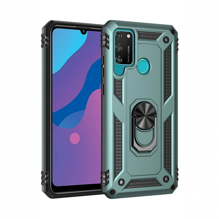 Mey İthalat®  Huawei Y6P Kılıf Sofya Yüzüklü Silikon Kapak - Yeşil