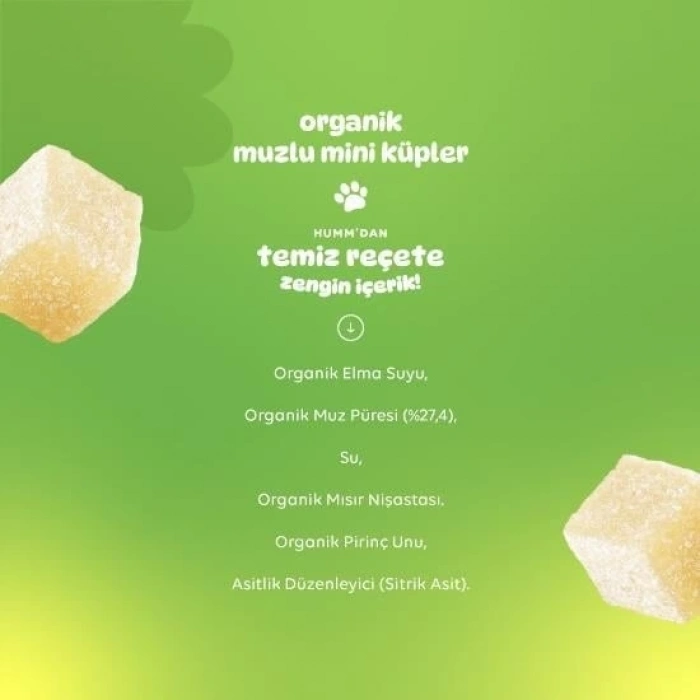 Mey İthalat® Humm Organik Muzlu Glutensiz Vegan Mini Küpler 30 Gr