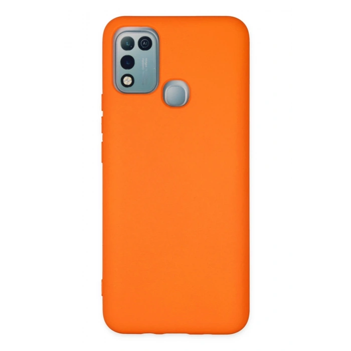 Mey İthalat®  İnfinix Hot 10 Play Kılıf Nano içi Kadife Silikon - Turuncu