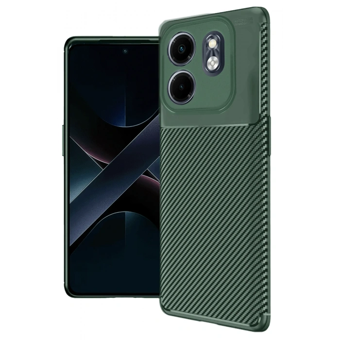 Mey İthalat®  İnfinix Smart 9 Kılıf Auto Focus Karbon Kapak - Koyu Yeşil