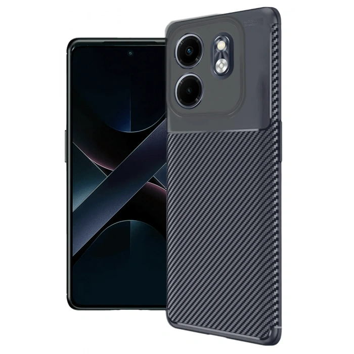 Mey İthalat®  İnfinix Smart 9 Kılıf Auto Focus Karbon Kapak - Lacivert
