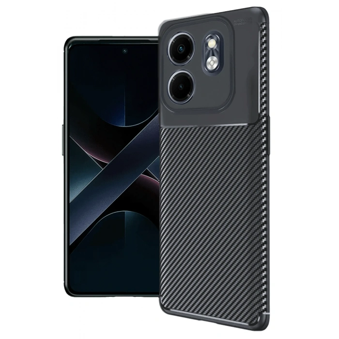 Mey İthalat®  İnfinix Smart 9 Kılıf Auto Focus Karbon Kapak - Siyah