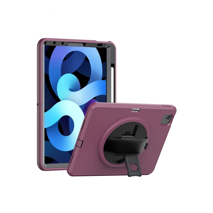 Mey İthalat®   iPad 2022 10.9 (10.nesil) Kılıf Hand Strap Tablet Kılıfı - Mürdüm