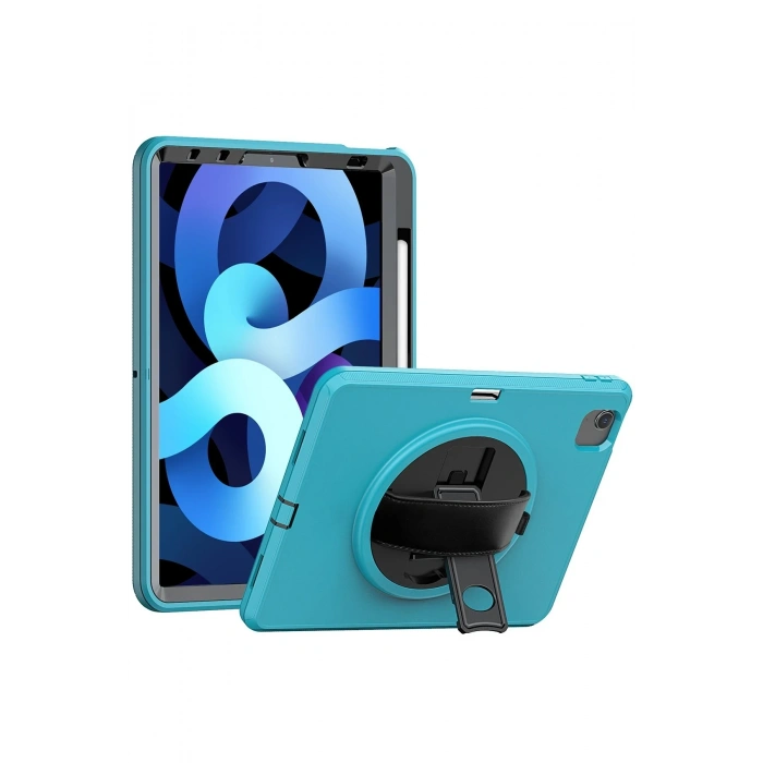 Mey İthalat®   iPad 2022 10.9 (10.nesil) Kılıf Hand Strap Tablet Kılıfı - Turkuaz
