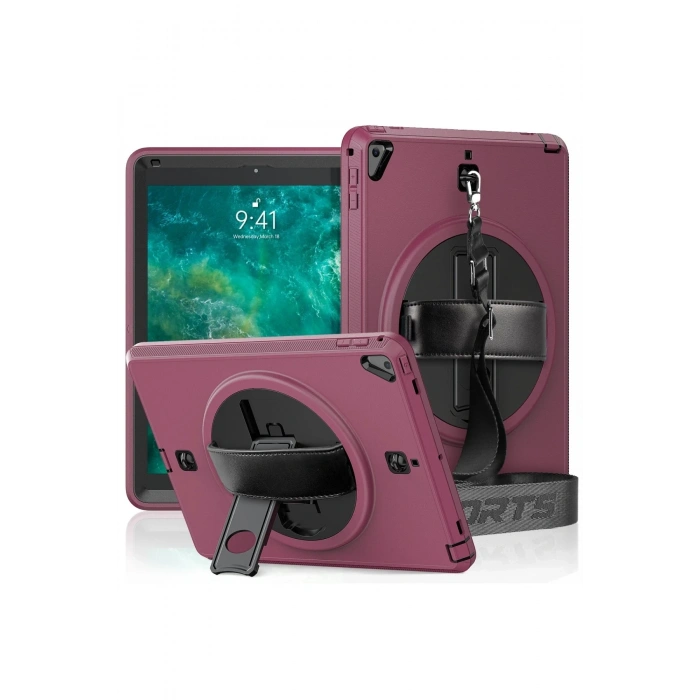 Mey İthalat®   iPad 5 Air 9.7 Kılıf Strap-C Otterbox Tablet Kapak - Mürdüm