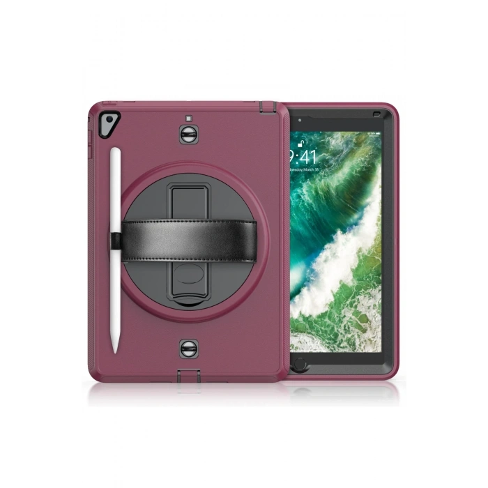 Mey İthalat®   iPad 5 Air 9.7 Kılıf Strap-C Otterbox Tablet Kapak - Mürdüm