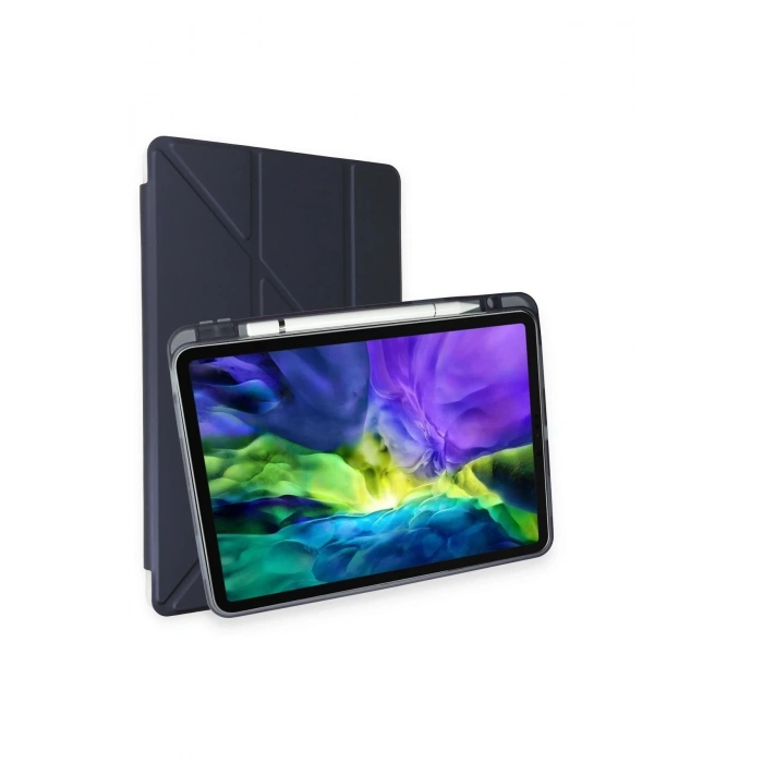 Mey İthalat®   iPad Air 4 10.9 Kılıf Kalemlikli Mars Tablet Kılıfı - Lacivert