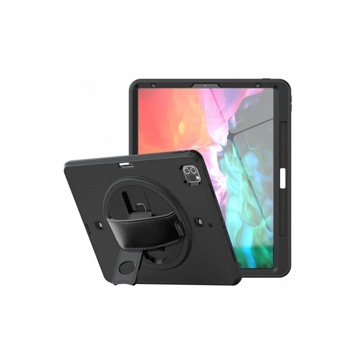 Mey İthalat®   iPad Pro 12.9 (2021) Kılıf Strap-C Otterbox Tablet Kapak - Siyah