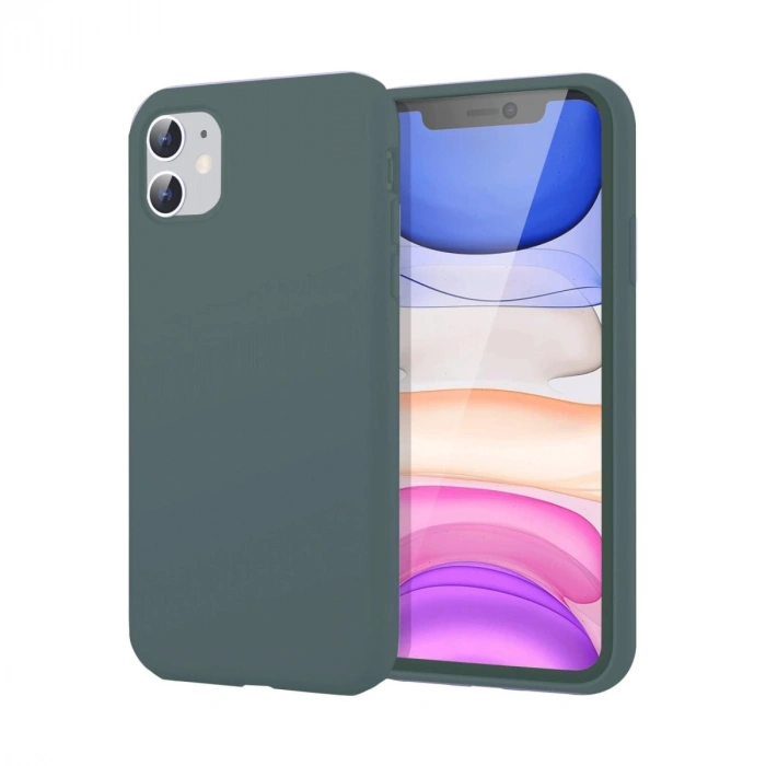 Mey İthalat®   iPhone 11 Kılıf First Silikon - Koyu Yeşil