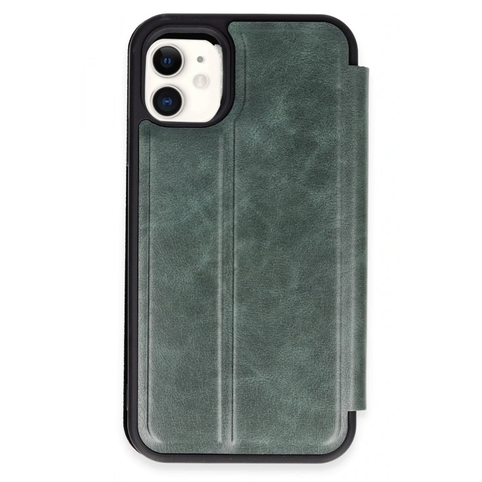 Mey İthalat®   iPhone 11 Kılıf Flip Cover - Koyu Yeşil