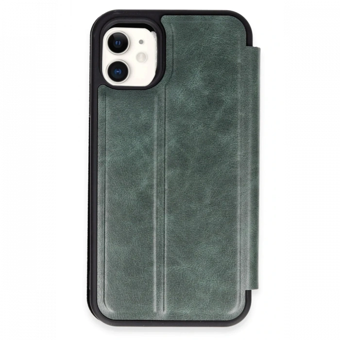 Mey İthalat®   iPhone 11 Kılıf Flip Cover - Koyu Yeşil