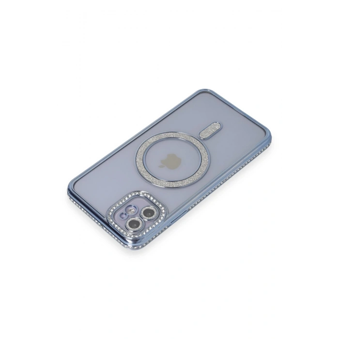Mey İthalat®   iPhone 11 Kılıf Joke Simli Magneticsafe Kılıf - Mavi