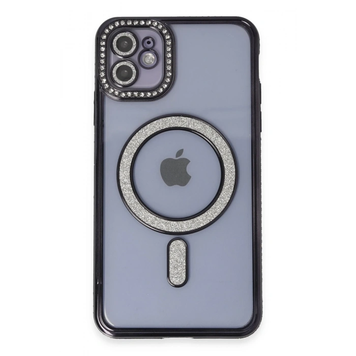 Mey İthalat®   iPhone 11 Kılıf Joke Simli Magneticsafe Kılıf - Siyah