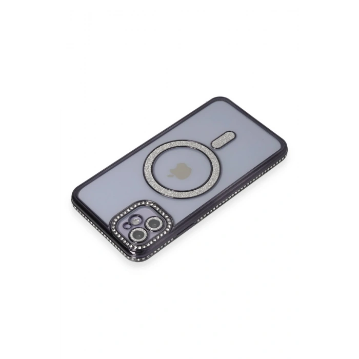 Mey İthalat®   iPhone 11 Kılıf Joke Simli Magneticsafe Kılıf - Siyah