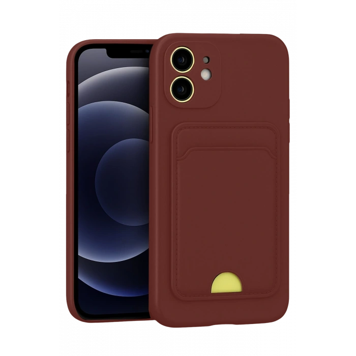Mey İthalat®   iPhone 11 Kılıf Kelvin Kartvizitli Silikon - Bordo