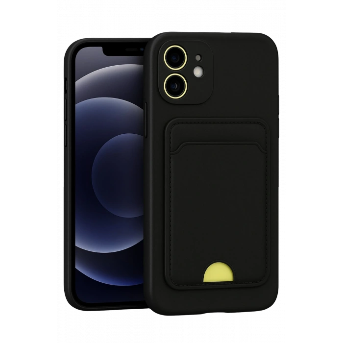 Mey İthalat®   iPhone 11 Kılıf Kelvin Kartvizitli Silikon - Siyah