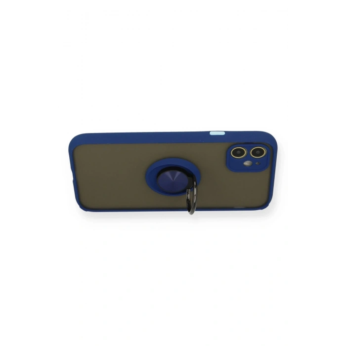 Mey İthalat®   iPhone 11 Kılıf Montreal Yüzüklü Silikon Kapak - Lacivert