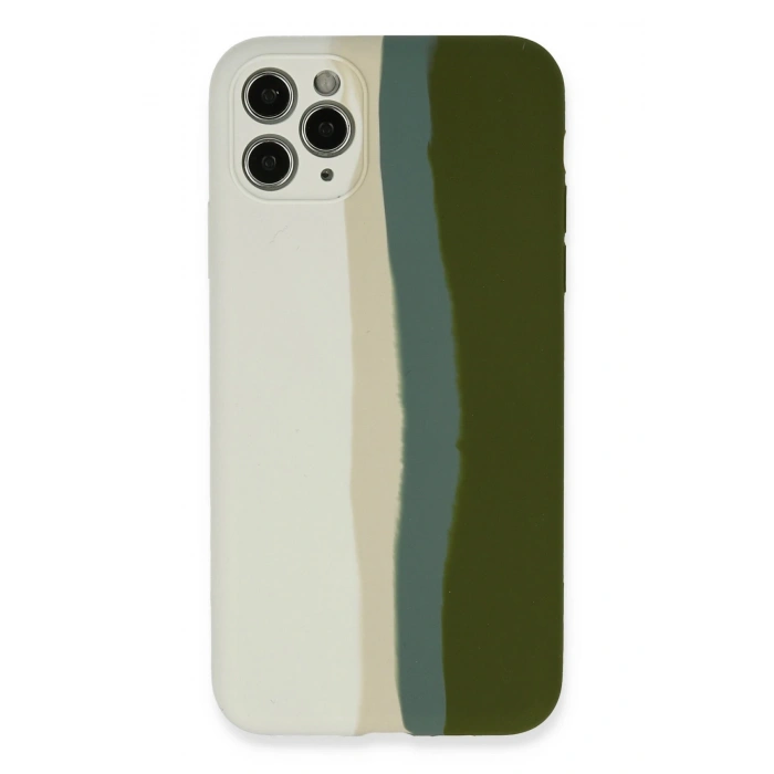 Mey İthalat®   iPhone 11 Pro Kılıf Ebruli Lansman Silikon - Beyaz-Yeşil
