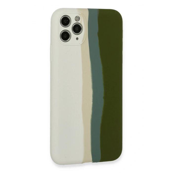 Mey İthalat®   iPhone 11 Pro Kılıf Ebruli Lansman Silikon - Beyaz-Yeşil