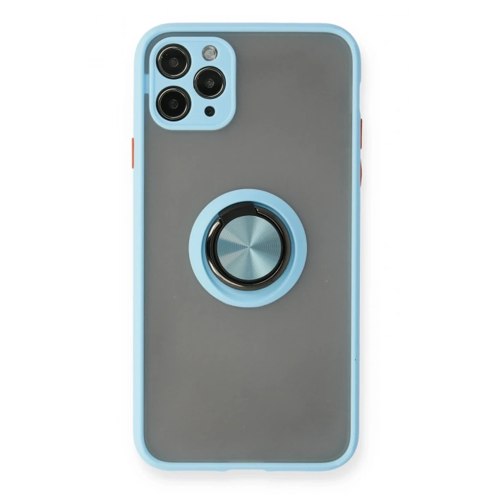 Mey İthalat®   iPhone 11 Pro Kılıf Montreal Yüzüklü Silikon Kapak - Buz Mavi