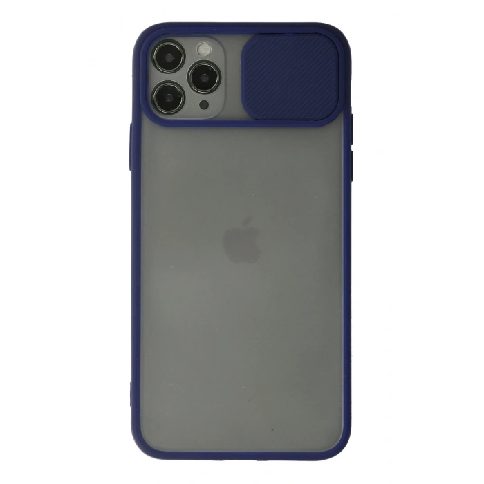Mey İthalat®   iPhone 11 Pro Kılıf Palm Buzlu Kamera Sürgülü Silikon - Lacivert