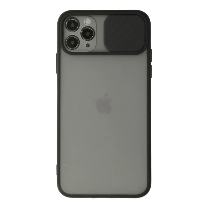Mey İthalat®   iPhone 11 Pro Kılıf Palm Buzlu Kamera Sürgülü Silikon - Siyah