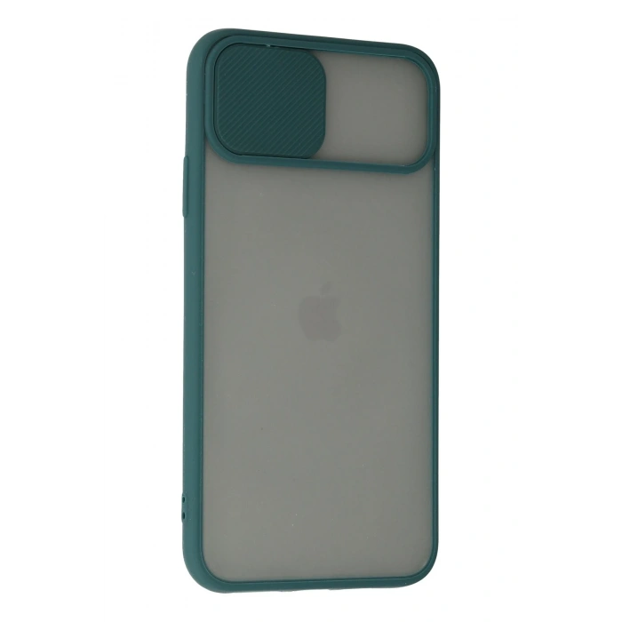 Mey İthalat®   iPhone 11 Pro Kılıf Palm Buzlu Kamera Sürgülü Silikon - Yeşil