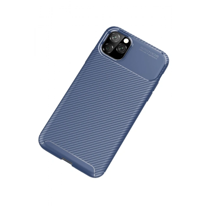 Mey İthalat®   iPhone 11 Pro Max Kılıf Auto Focus Karbon Kapak - Lacivert