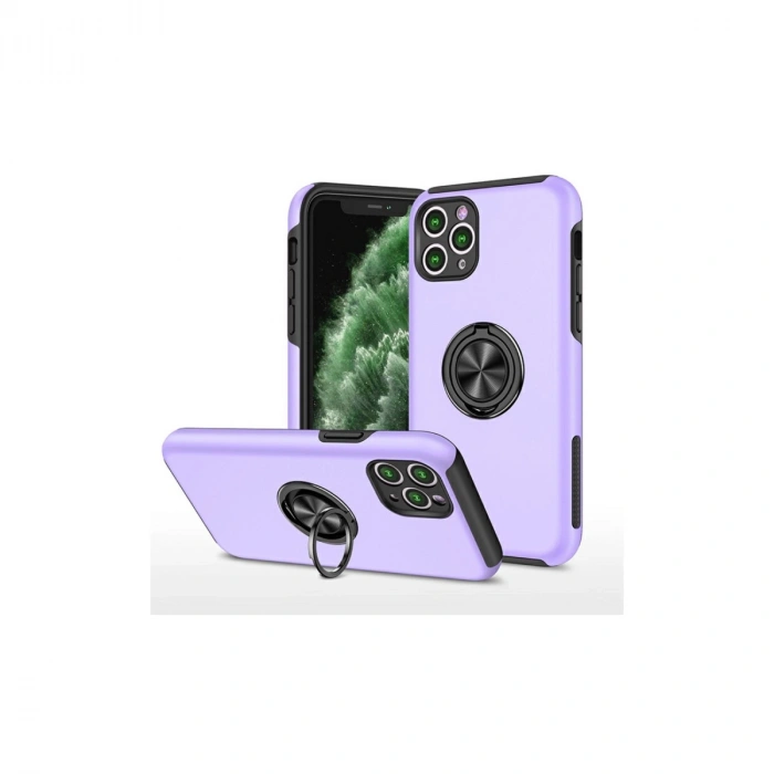 Mey İthalat®   iPhone 11 Pro Max Kılıf Elit Yüzüklü Kapak - Mor