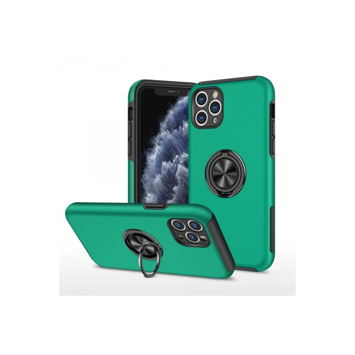 Mey İthalat®   iPhone 11 Pro Max Kılıf Elit Yüzüklü Kapak - Yeşil