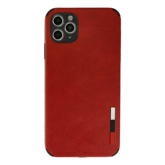 Mey İthalat®   iPhone 11 Pro Max Kılıf Loop Deri Silikon - Kırmızı