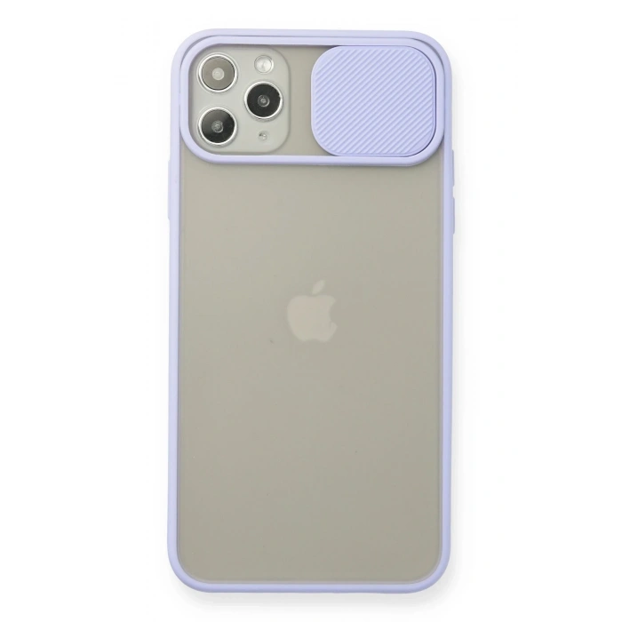 Mey İthalat®   iPhone 11 Pro Max Kılıf Palm Buzlu Kamera Sürgülü Silikon - Lila
