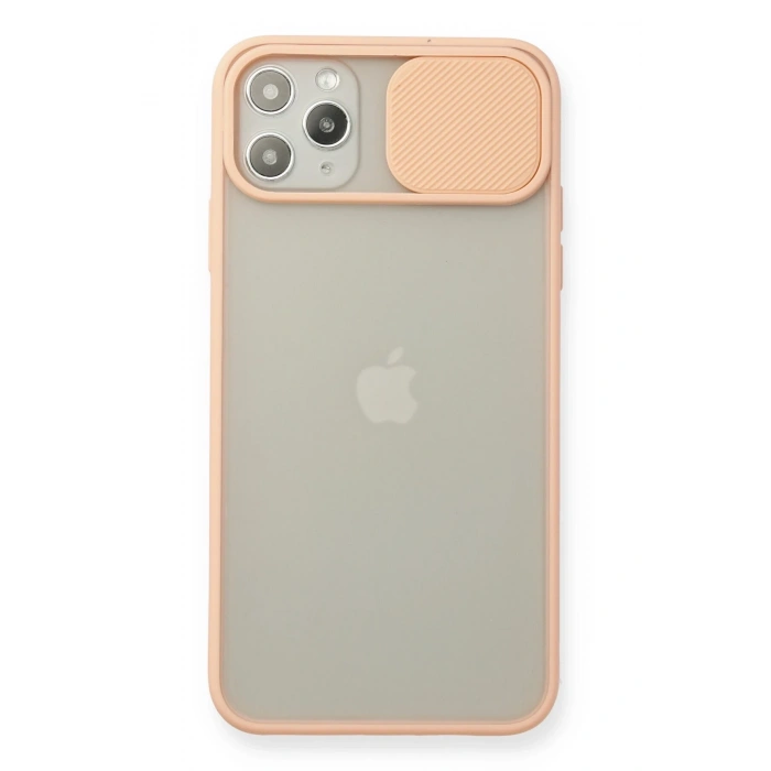 Mey İthalat®   iPhone 11 Pro Max Kılıf Palm Buzlu Kamera Sürgülü Silikon - Pembe