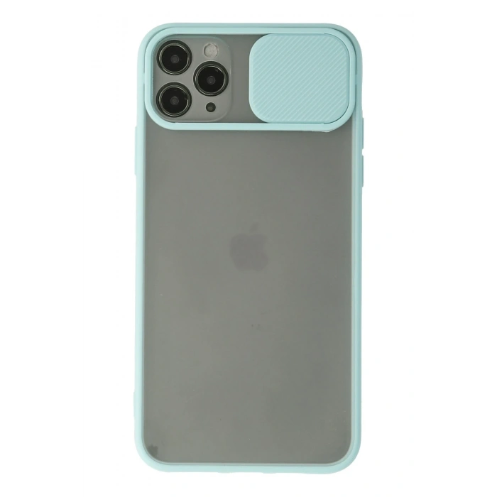 Mey İthalat®   iPhone 11 Pro Max Kılıf Palm Buzlu Kamera Sürgülü Silikon - Turkuaz