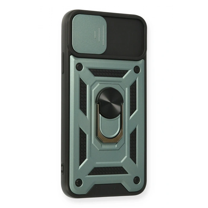 Mey İthalat®   iPhone 11 Pro Max Kılıf Pars Lens Yüzüklü Silikon - Yeşil