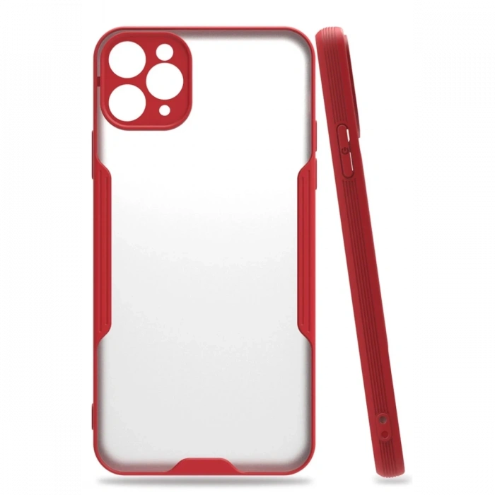 Mey İthalat®   iPhone 11 Pro Max Kılıf Platin Silikon - Kırmızı