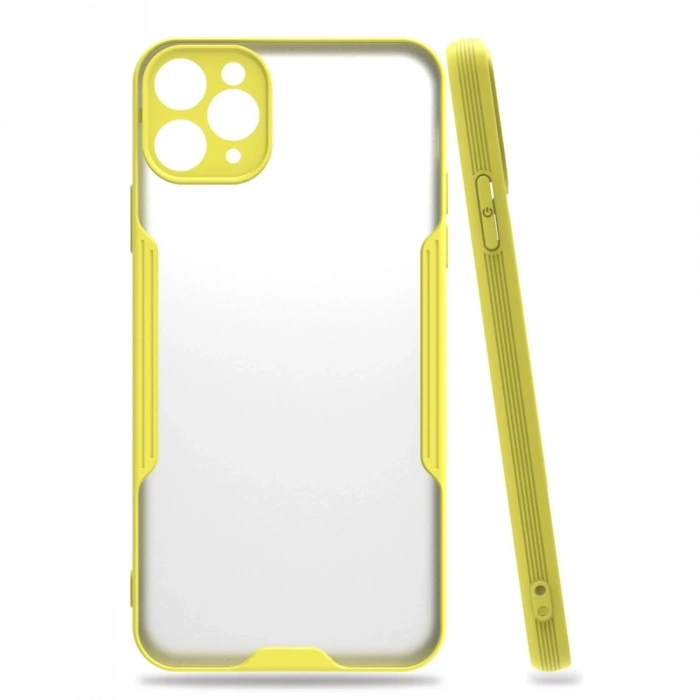 Mey İthalat®   iPhone 11 Pro Max Kılıf Platin Silikon - Sarı
