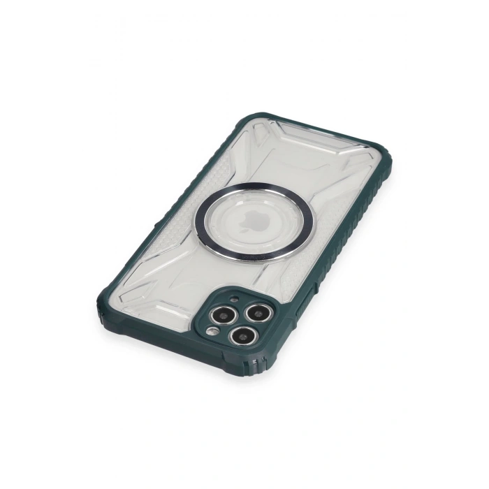 Mey İthalat®   iPhone 11 Pro Max Kılıf Prag Magneticsafe Kapak - Koyu Yeşil